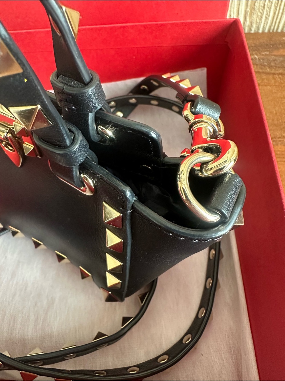 Valentino Garavani NIB Black Leather Mini Rockstud Crossbody Shoulder Bag - Picture 6 of 15